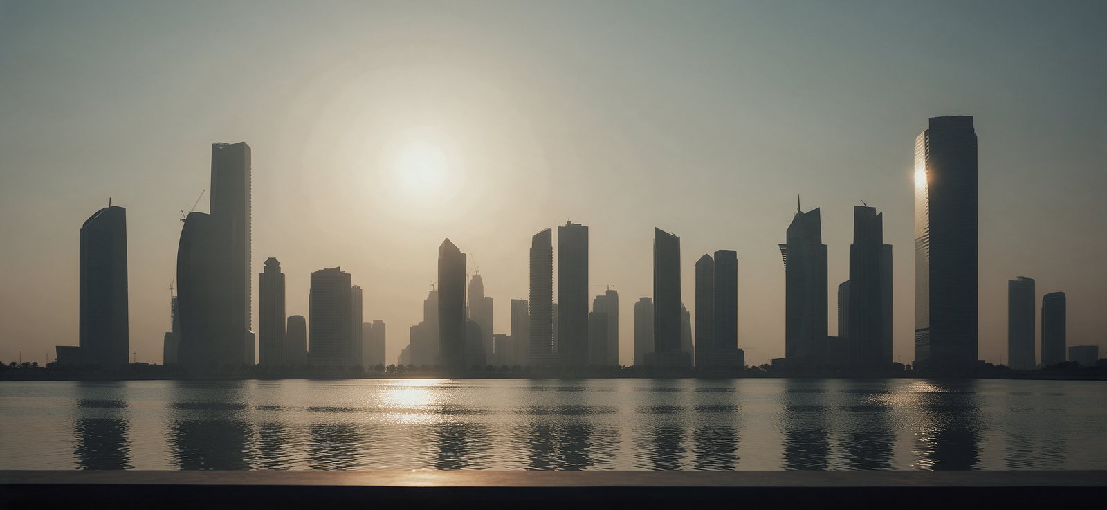 Gulf city skyline at golden hour